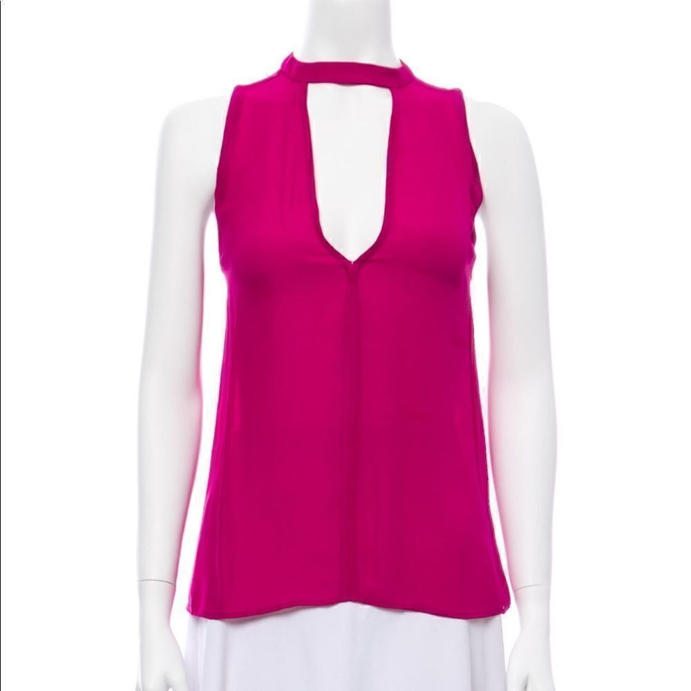 A.L.C. 100% Silk V Neck Keyhole Tank Top Blouse Sleeveless